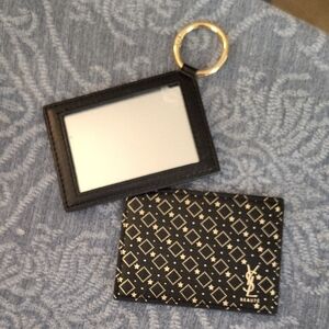 Yves Saint Laurent Black and Gold Card Holder with Key Ring